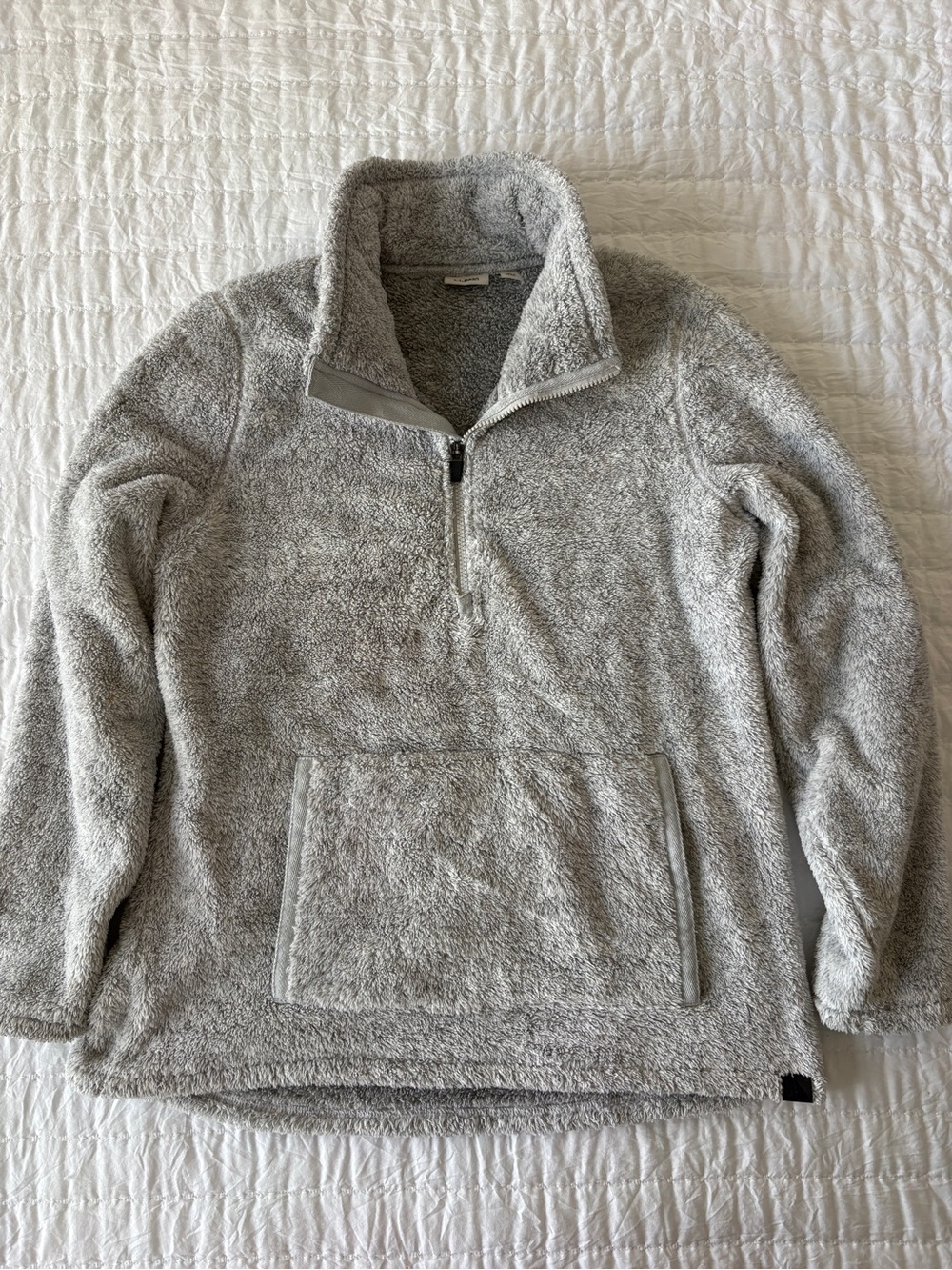 L.L. Bean Light Gray Sherpa Half-Zip Pullover